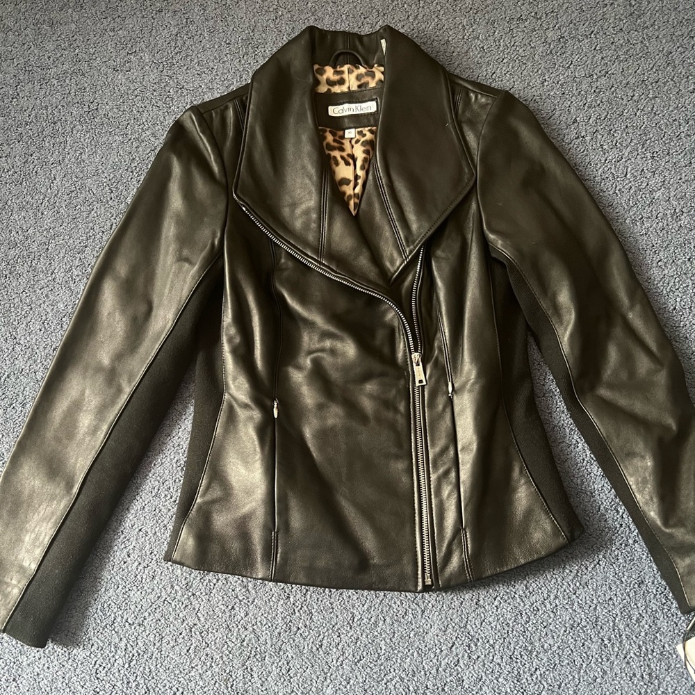 NWT Calvin Klein Leather Moto Jacket